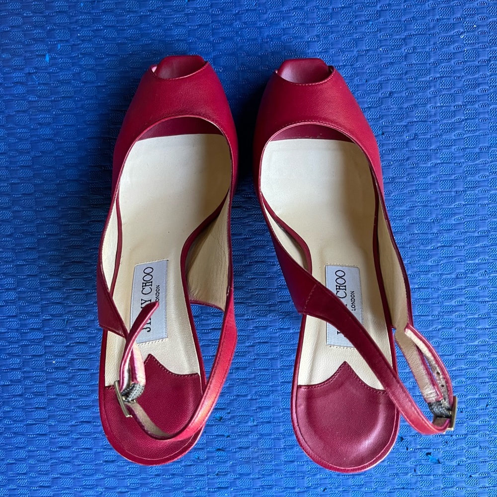 Jimmy Choo red sling back spike heel